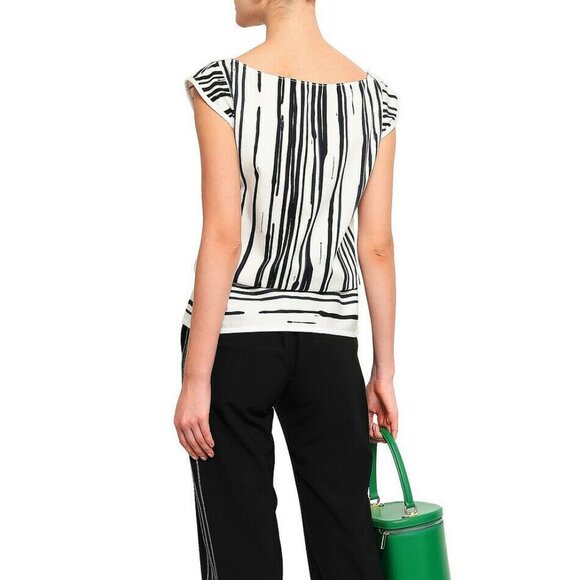 Piazza Sempione 4 Striped Cotton Blend Sateen Top - Picture 2 of 8